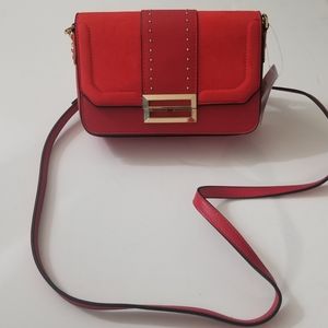 Topshop Crossbody Red Suede/Leather
